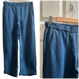 Diega Pantero Blue Linen Blend Pocket Pull On Elastic Waistband Pant Medium